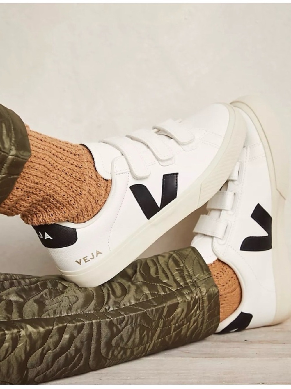 Veja White Sneakers with Black V Logo